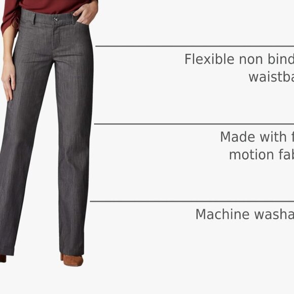 Lee Flex Motion Straight-Leg Pants, Grey New With Tags Size: 10 Regular - Picture 3 of 7